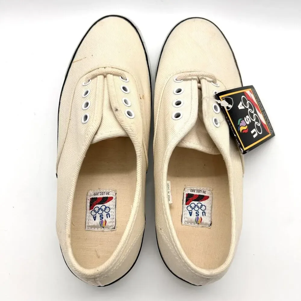 Vintage USA Olympic Shoes Mens Size‎ 8 Canvas Lace Up JC Penney 90s Sneakers